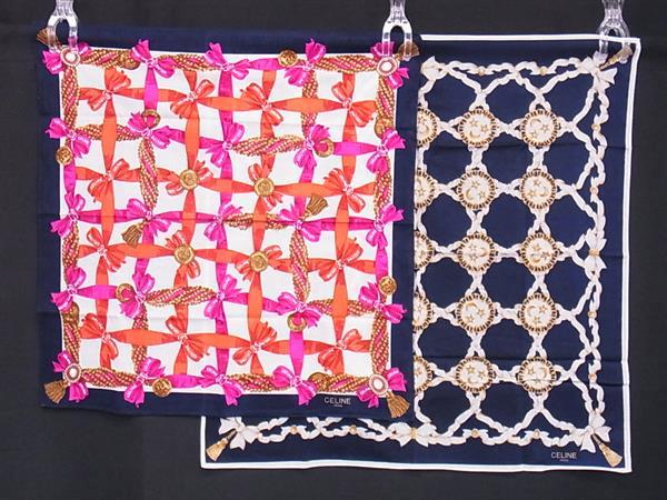 ■新品同様■ CELINE セリーヌ 総柄 ハンカチ ハンカチーフ 2点セット まとめ売り DG4159