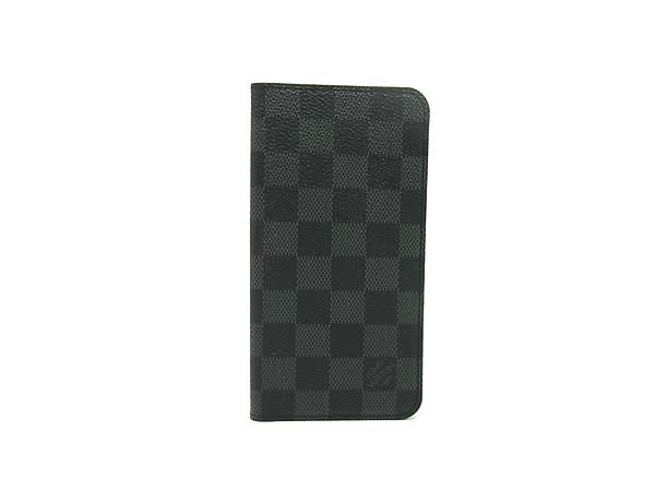 ■美品■ LOUIS VUITTON ルイヴィトン N60218 ダミエグラフィット フォリオ iPhoneXS/MAX 対応 手帳型 ブラック系 DI6942