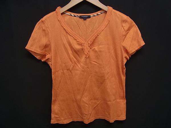■美品■ BURBERRY バーバリー コットン100％ 半袖 Tシャツ トップス 表記サイズ 2 洋服 レディース オレ..