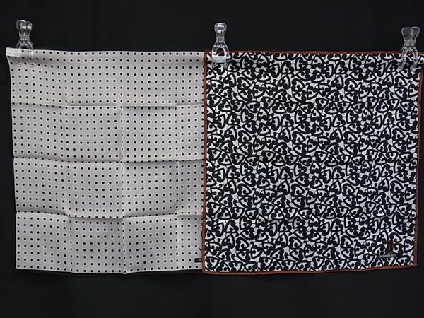 ■新品同様■ YVESSAINTLAURENT イヴサンローラン コットン ハンカチーフ ポケットチーフ 2点セット まとめ売り ブラック系 DJ1587