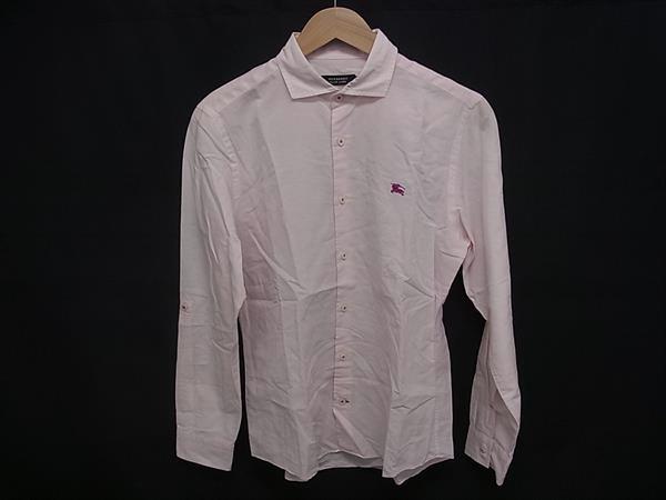 BURBERRY バーバリーブラックレーベル コットン×リネン 長袖 シャツ トップス 表記サイズ 2 洋服 メンズ ライトピンク系 DJ9909