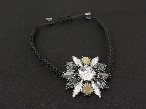 ■美品■ SWAROVSKI スワロフスキー shourouk シュルーク コラボ ビジュー フラワー 花 ブレスレット アクセサリー シルバー系 DN2427