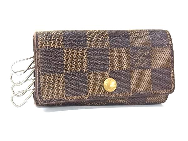 LOUIS VUITTON ルイヴィトン N62631 ダミエ ミュルティクレ4 4連 キーケース 鍵入れ レディース メンズ ブラウン系 DG4920