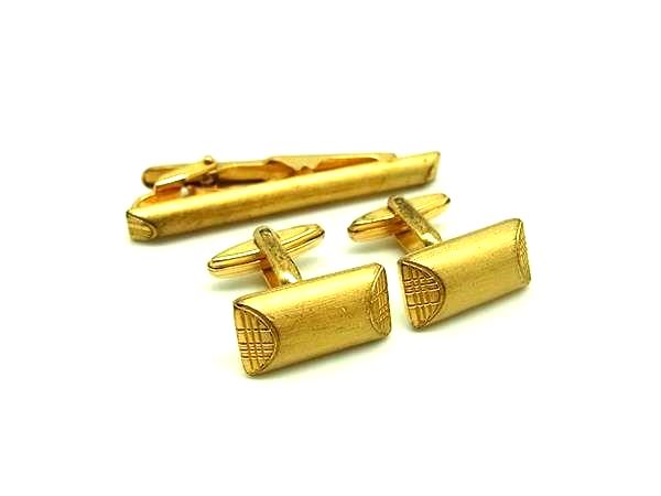 Burberrys バーバリーズ カフスボタン カフリンクス ネクタイピン タイクリップ アクセサリー 2点セット ゴールド系 DJ5297