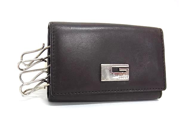 GUCCI グッチ 033 0959 0831 レザー 6連 キーケース 鍵入れ レディース メンズ ダークブラウン系 DK1061