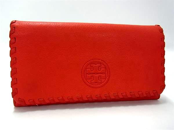 TORY BURCH トリーバーチ レザー 二つ折り長財布 ウォレット 札入れ 小銭入れ カード入れ レディース オレンジ系 DK2805