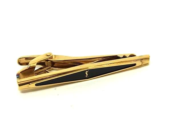 YVESSAINTLAURENT イヴサンローラン タイクリップ タイピン アクセサリー ビジネス 紳士 メンズ ゴールド系×ブラック系 DN2678