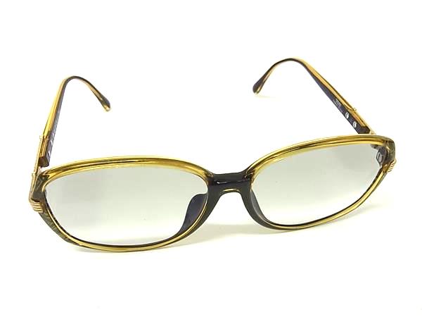 ■美品■ ChristianDior クリスチャンディオール 度入り メガネ めがね 眼鏡 レディース ブラック系×イエロー系 DN3165