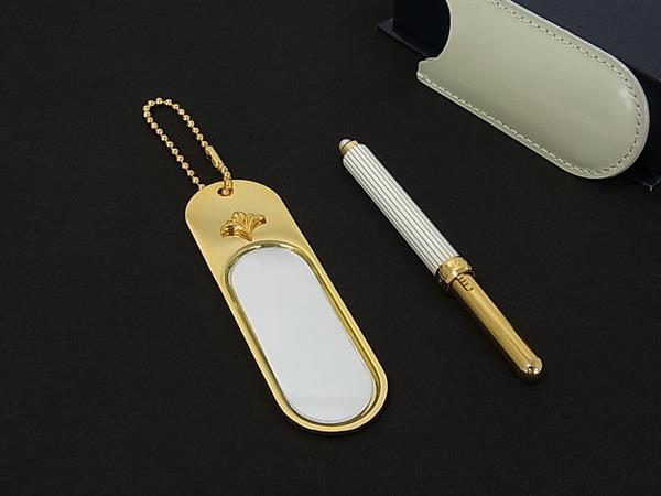 Hawaiian Jewelry - ■美品■ MIKIMOTO ミキモト 本真珠 アコヤ真珠 パール 約3mm リップブラシ ミラー 鏡 2点セット ゴールド系×ホワイト系 DN3170