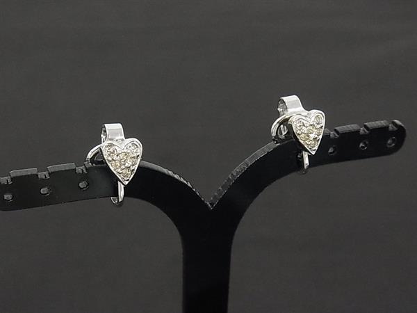 NINA RICCI ニナリッチ ラインストーン ハート クリップ式 イヤリング アクセサリー レディース シルバー系 DN3281
