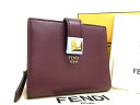 フェンディ ■新品同様■ FENDI フェンディ レザー スタッズ 二つ折り 財布 ウォレット 小銭入れ 札入れ レディース ワインレッド系 AW0842