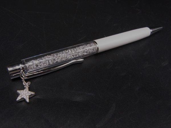 pleasure-Store 楽天市場店の■美品■ SWAROVSKI スワロフスキー ツイスト式 ボールペン 筆記用具 ステーショナリー ホワイト系×シルバー系 DJ8935｜アングル2