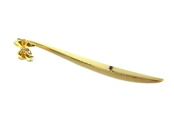 ■美品■ MIKIMOTO ミキモト 本真珠 パール約2mm リボン ブックマーカー しおり 栞 ゴールド系 DJ8937