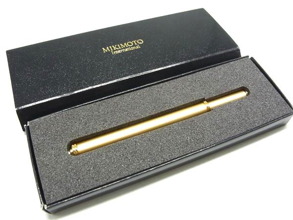 ■美品■ MIKIMOTO ミキモト 本真珠 パール約2mm ボールペン 筆記用具 ステーショナリー ゴールド系 DJ8942