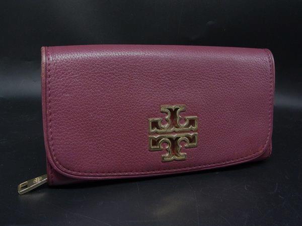 TORY BURCH トリーバーチ レザー 二つ折り 長財布 ウォレット 札入れ 小銭入れ パープル系 DJ8962(4)