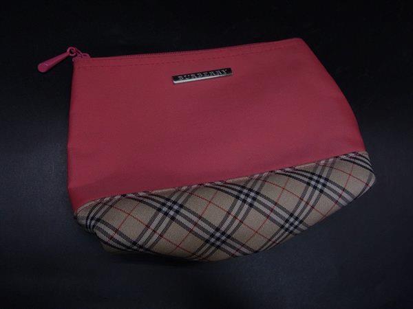 ■美品■ BURBERRY バーバリー ナイロンキャンバス チェック柄 ポーチ メイクポーチ マルチケース ピンク..