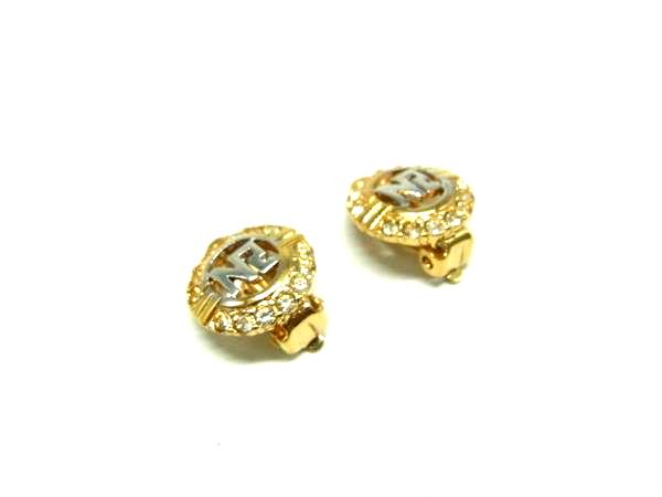 NINA RICCI ニナリッチ ラインストーン クリップ式 イヤリング アクセサリー レディース ゴールド系 DJ9194