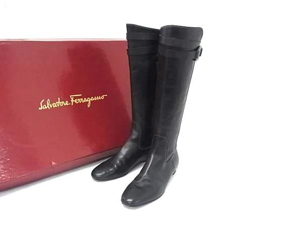 樂天商城 - Salvatore Ferragamo フェラガモ ヴァラ レザー ロングブーツ 表記サイズ 4 (約21cm) 靴 シューズ レディース ブラック系 DK1396