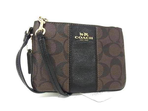 乐天商城 - ■美品■ COACH コーチ F52860 シグネチャー PVC×レザー リストレット マルチポーチ マルチケース 小物入れ ブラウン系 DK9132