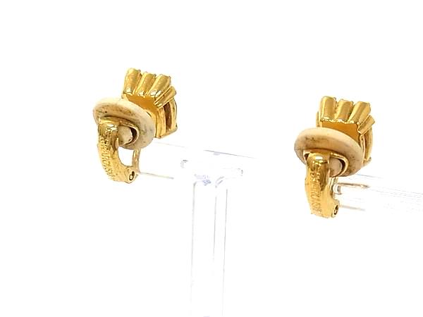 ■美品■ SWAROVSKI スワロフスキー カラーストーン クリップ式 イヤリング アクセサリー レディース ゴールド系×ブラウン系 DN3608 2