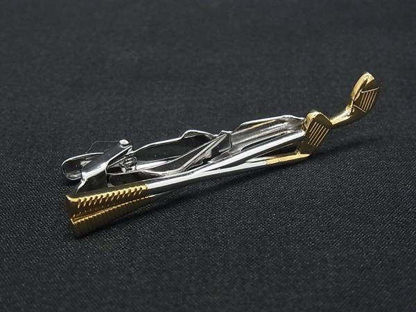 ■美品■ ChristianDior ディオール ゴルフクラブモチーフ タイクリップ ネクタイピン アクセサリー シルバー系×ゴールド系 DN6580