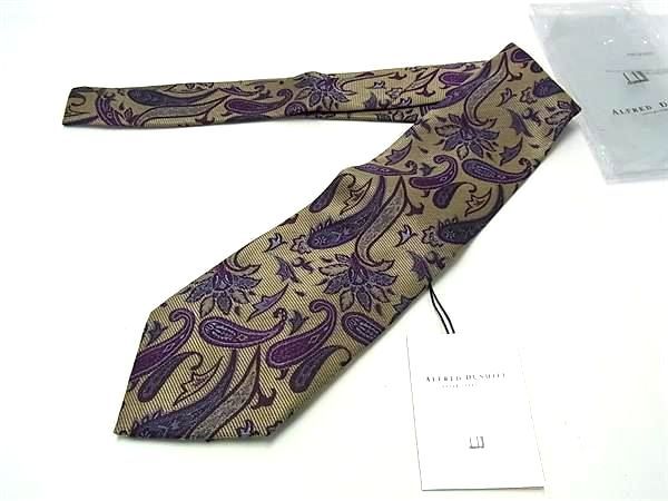 ■新品■未使用■ ALFRED DUNHILL アルフレッドダンヒル シルク100% ペイズリー柄 ネクタイ ビジネス 紳士 メンズ パープル系 FN6327(4)
