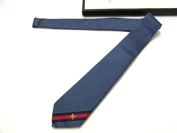 GUCCI - ■新品■未使用■ GUCCI グッチ シルク100% Bee 蜂 ネクタイ ビジネス 紳士 メンズ ブルー系 FP6375