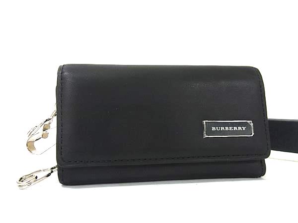 ■新品同様■ BURBERRY バーバリー レザー 3連 キーケース 鍵入れ メンズ レディース ブラック系 FS8442