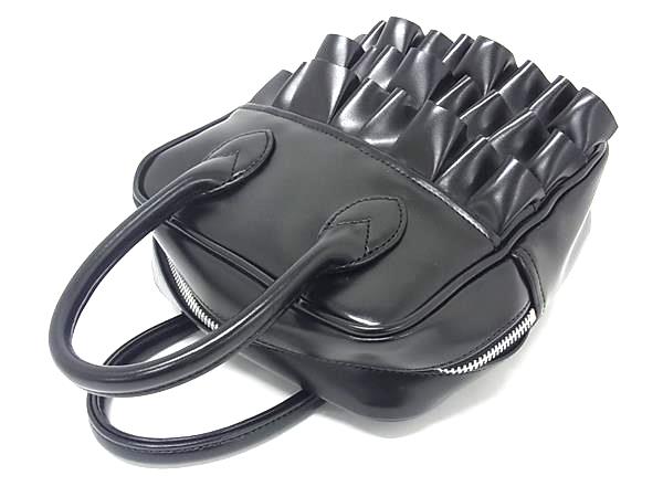 ■新品■未使用■ COMME des GARCONS コム デ ギャルソン レザー ガール フリル ハンドバッグ トートバッグ ブラック系 FU4895