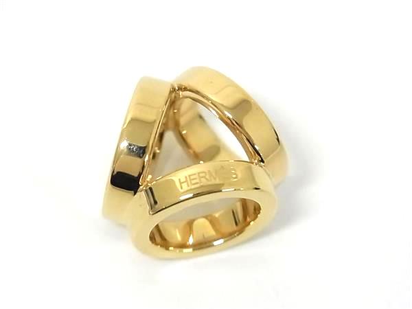 ■新品同様■ HERMES エルメス ミニ トリオ スカーフリング スカーフ留め アクセサリー レディース ゴー..