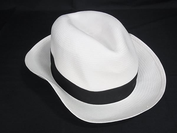 ■美品■ BORSALINO ボルサリーノ ストロー100％ ハット 帽子 表記サイズ 58 メンズ レディース アイボリー系 FV7824