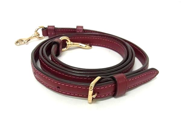 ■美品■ COACH コーチ レザー バッグ用 ショルダーストラップ ショルダーベルト 斜め掛け レディース ボルドー系×ゴールド系 BM9922