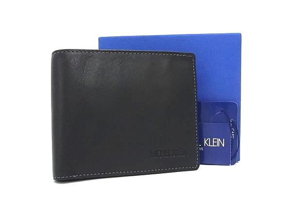 B, F, H, J, P, W - ■美品■ MICHEL KLEIN ミッシェルクラン レザー 二つ折り 財布 ウォレット 札入れ 小銭入れ レディース ブラック系 DK2169