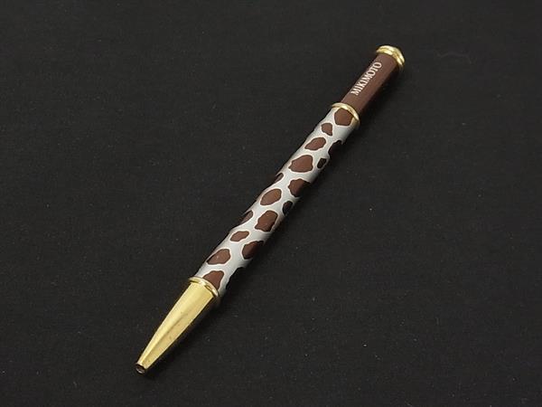 MIKIMOTO ミキモト 本真珠 アコヤ真珠 パール 約4mm ツイスト式 ボールペン 筆記用具 文房具 ステーショナリー ブラウン系 DN3427