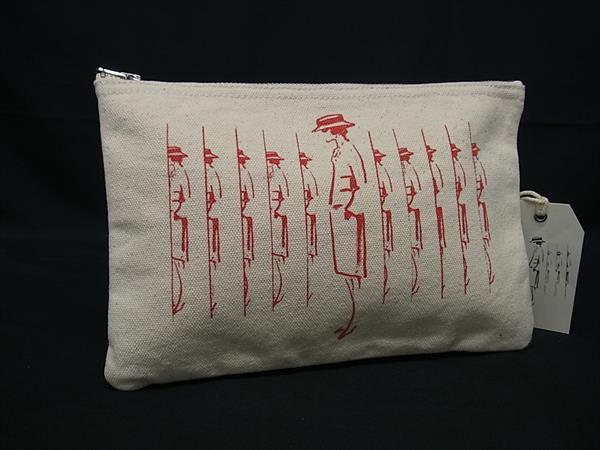 ■新品同様■ CHANEL シャネル マドモアゼルプリヴェ展 キャンバス クラッチバッグ ポーチ マルチケース ベージュ系×レッド系 BN6052