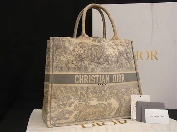 DIOR ディオール トワル ドゥ ジュイ エンブロイダリー ブックトート キャンバス ハンドバッグ ショルダー ライトグレー系 DB2989