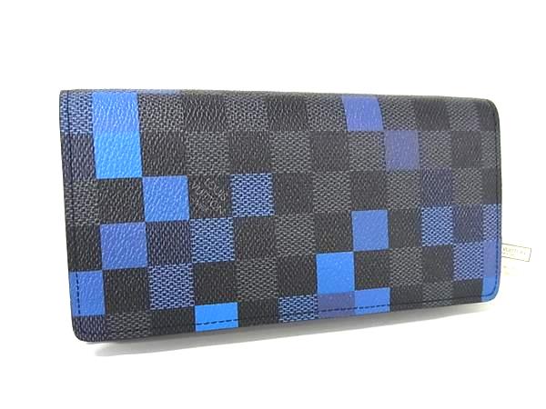 ■新品同様■ LOUIS VUITTON ヴィトン N60162 ダミエグラフィット ピクセル ポルトフォイユ ブラザ 二つ折り 長財布 ブラック系 FM7971