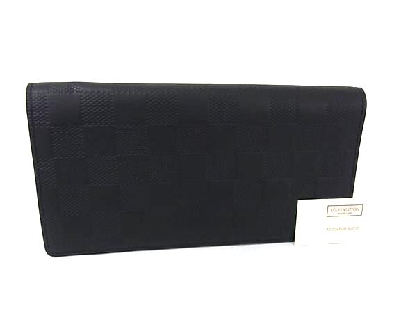 良品 ルイヴィトン ダミエ アンフィニ ポルトフォイユ ブラザ 財布 黒 レザー ルイヴィトン 長財布 財布 メンズ レディース ダミエ アンフィニ