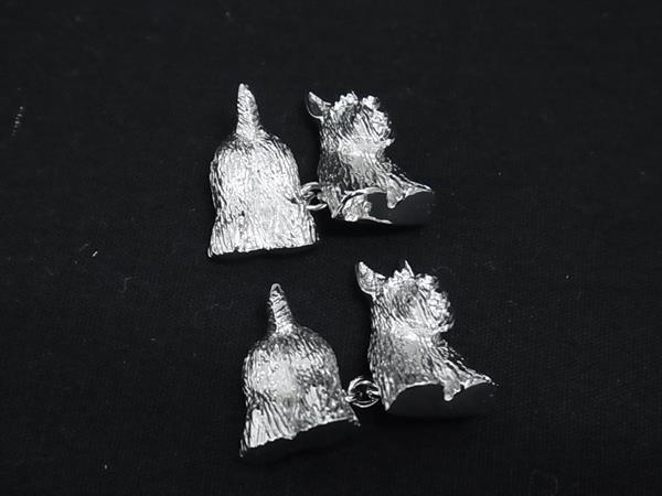 バーバリー(カフス) ■新品同様■ Burberrys バーバリーズ 犬 ドッグ カフスボタン カフリンクス アクセサリー ビジネス 紳士 メンズ シルバー系 FU2542
