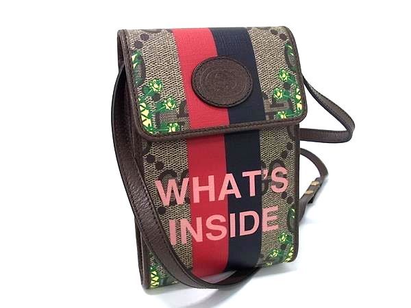 GUCCI - ■美品■ GUCCI グッチ 673247 GG柄 GGスプリーム PVC×レザー フラワー 花 クロスボディ ショルダーバッグ ブラウン系 CB1946