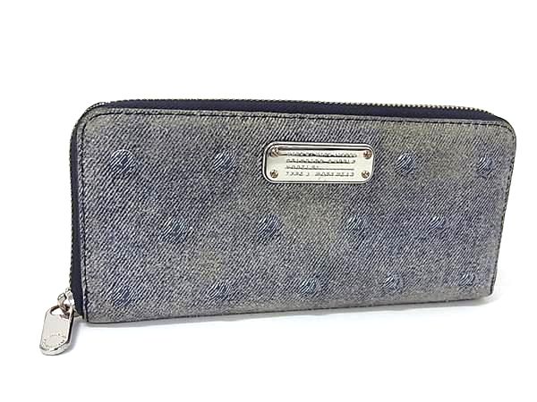 MARC BY MARC JACOBS マークバイマークジェイコブス デニム×レザー ラウンドファスナー 長財布 ウォレット ネイビー系 DN3679