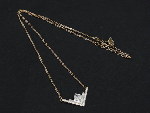 ■美品■ SWAROVSKI スワロフスキー ラインストーン ネックレス ペンダント アクセサリー レディース ゴールド系 DN3735(4.0)