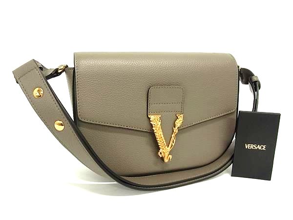 樂天商城 - ■新品同様■ VERSACE ヴェルサーチ ヴィルトゥス レザー ワンショルダーバッグ 肩掛け レディース グレージュ系 FN1744