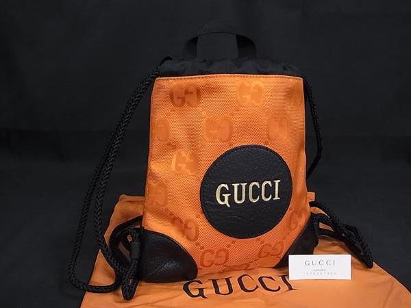 ■新品同様■GUCCI グッチ 643887 GG柄 オフザグリッド ナイロン リュックサック バックパック デイパック オレンジ系 FN1764