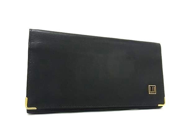 U, 吉 - ■美品■ dunhill ダンヒル レザー 二つ折り 長財布 ウォレット 札入れ メンズ ブラック系 DK8988