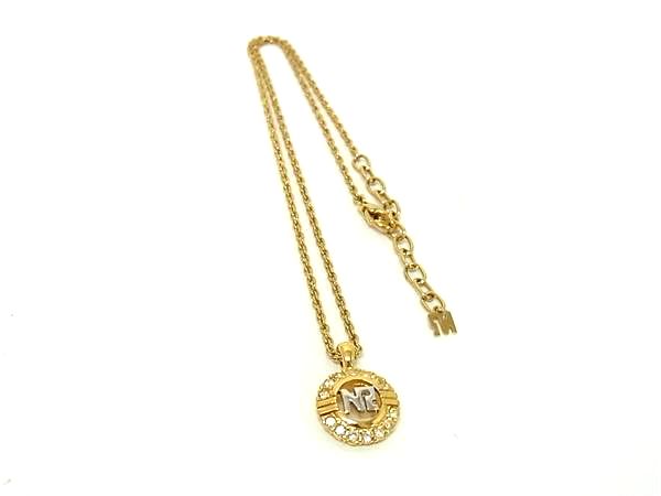 Pearl White - ■極美品■ NINA RICCI ニナリッチ ラインストーン ネックレス ペンダント アクセサリー レディース ゴールド系 DK9462