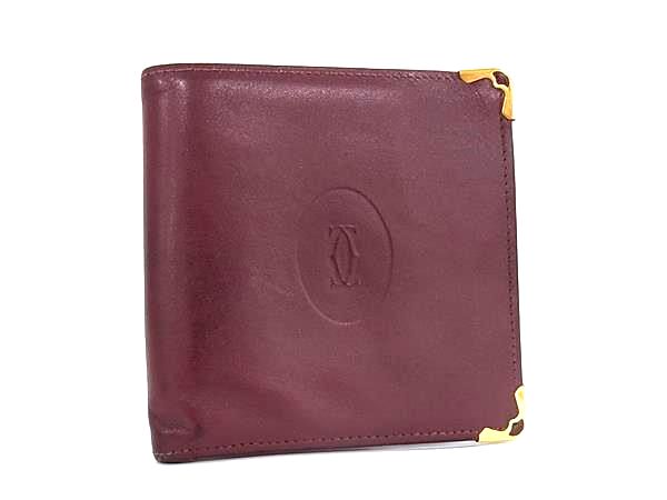 Cartier カルティエ マストライン レザー 二つ折り 財布 ウォレット 小銭入れ 札入れ カード入れ レディース ボルドー系 DK9847