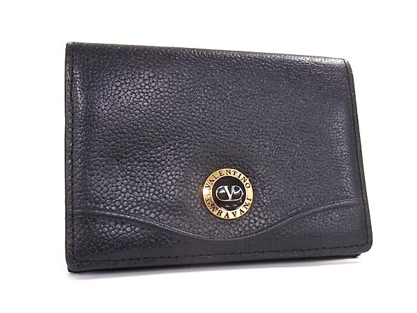 ■美品■ VALENTINO GARAVANI ヴァレンティノ ガラヴァーニ レザー カードケース カード入れ 名刺入れ メンズ ブラック系 DL0311
