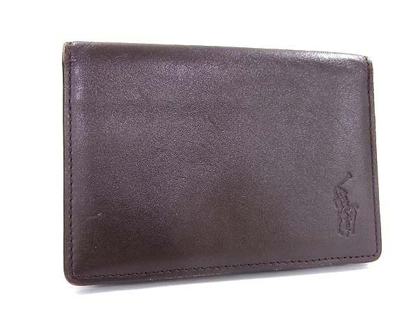 POLO RALPH LAUREN ポロラルフローレン レザー カードケース カード入れ 名刺入れ パスケース メンズ レディース ブラウン系 DL0745