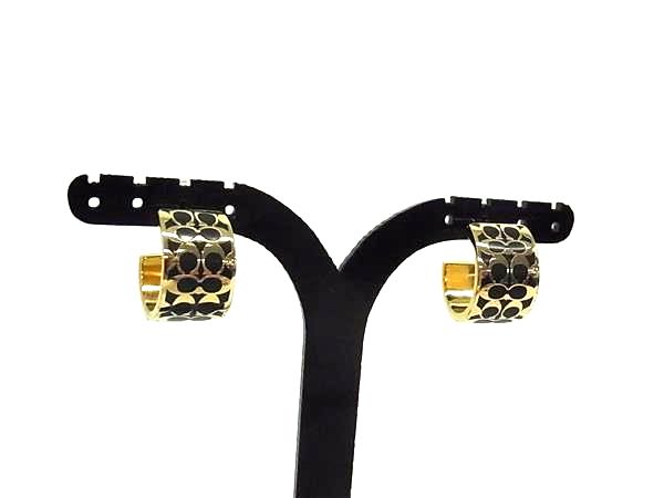 ■美品■ COACH コーチ シグネチャー ピアス アクセサリー レディース ゴールド系×ブラック系 DN3751